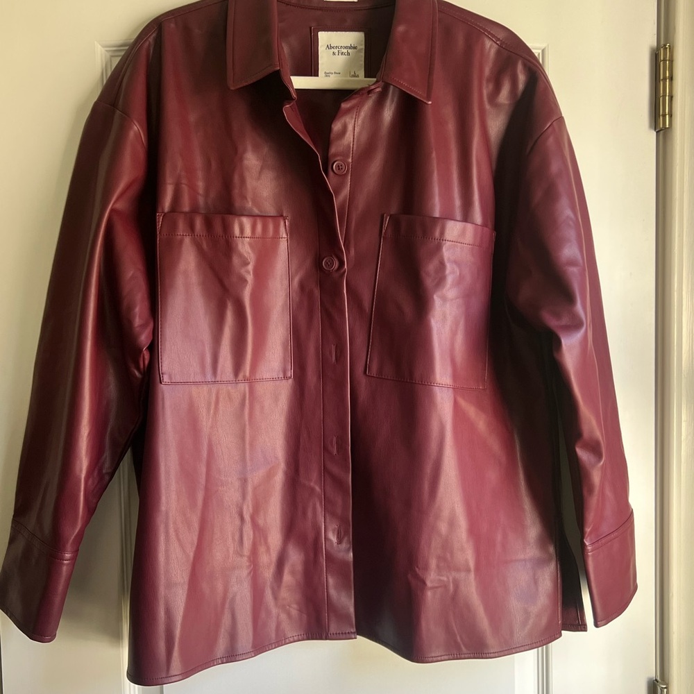 Abercrombie & Fitch Deep Red Leather Jacket